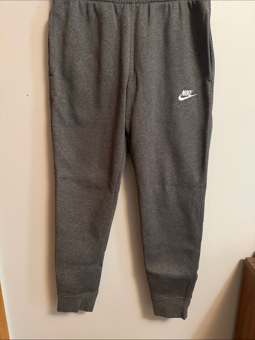 Nike Kids Dark Gray Fleece Joggers with White Swoosh